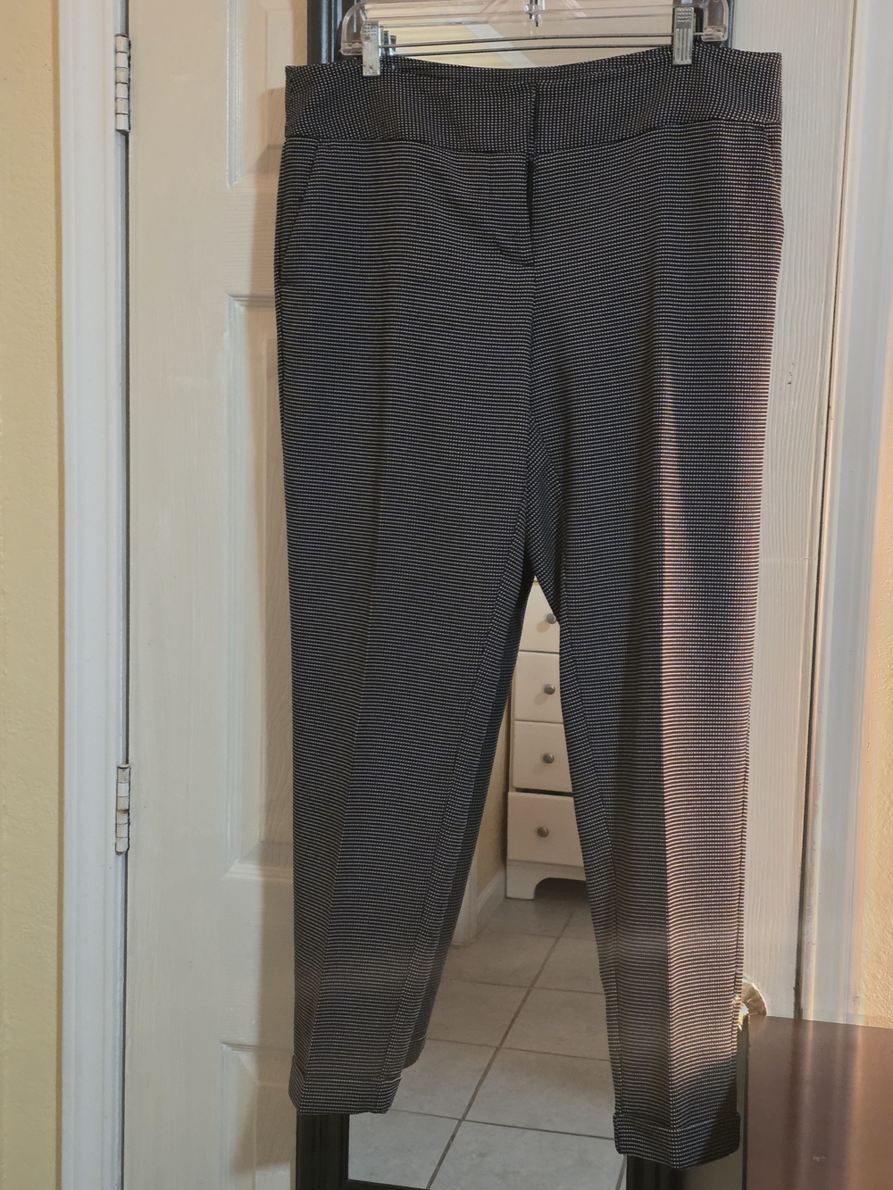 Worthington Black & White Micro-Striped Straight Leg Pants
